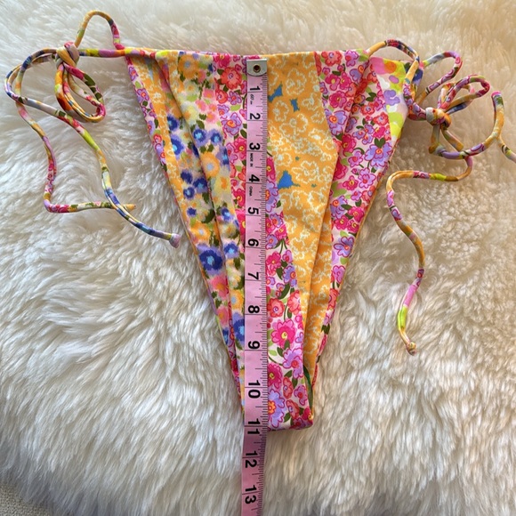 Skatie bikini bottoms NWOT yellow pink floral - Picture 3 of 6